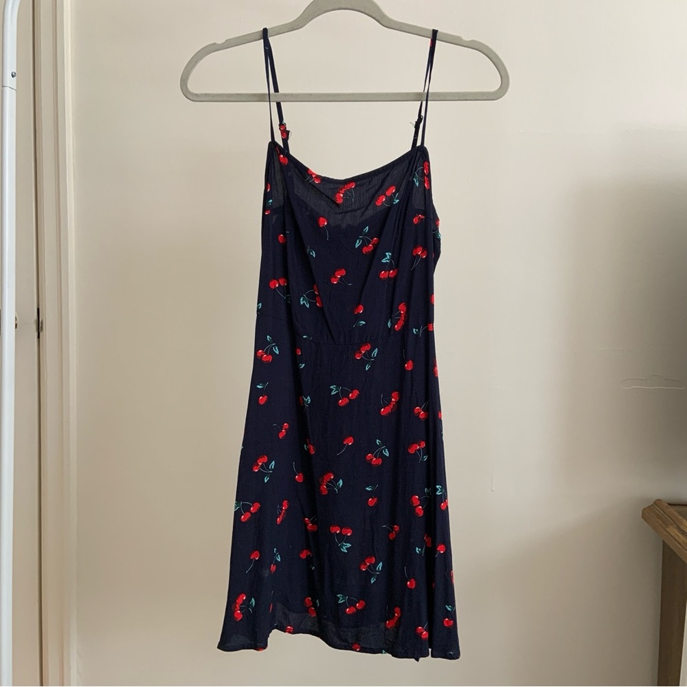 SHEIN Blue Dress with Red Cherry Print